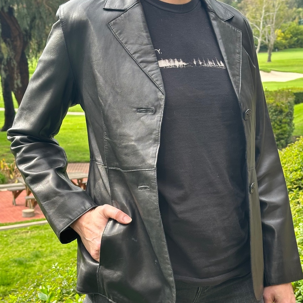 Guess black leather blazer jacket